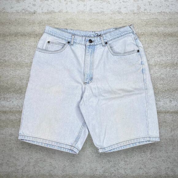 Vintage 90s Lee Jean Shorts 34x11 Relaxed Fit Light Wash Denim Jorts 11" Inseam - Picture 2 of 4